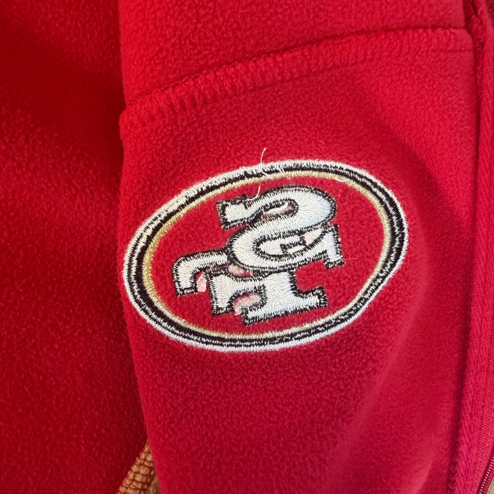 San Francisco 49ers NFL Thermal Zip Jacket Medium Red Gold Waffle Knit *Rare - Picture 6 of 10